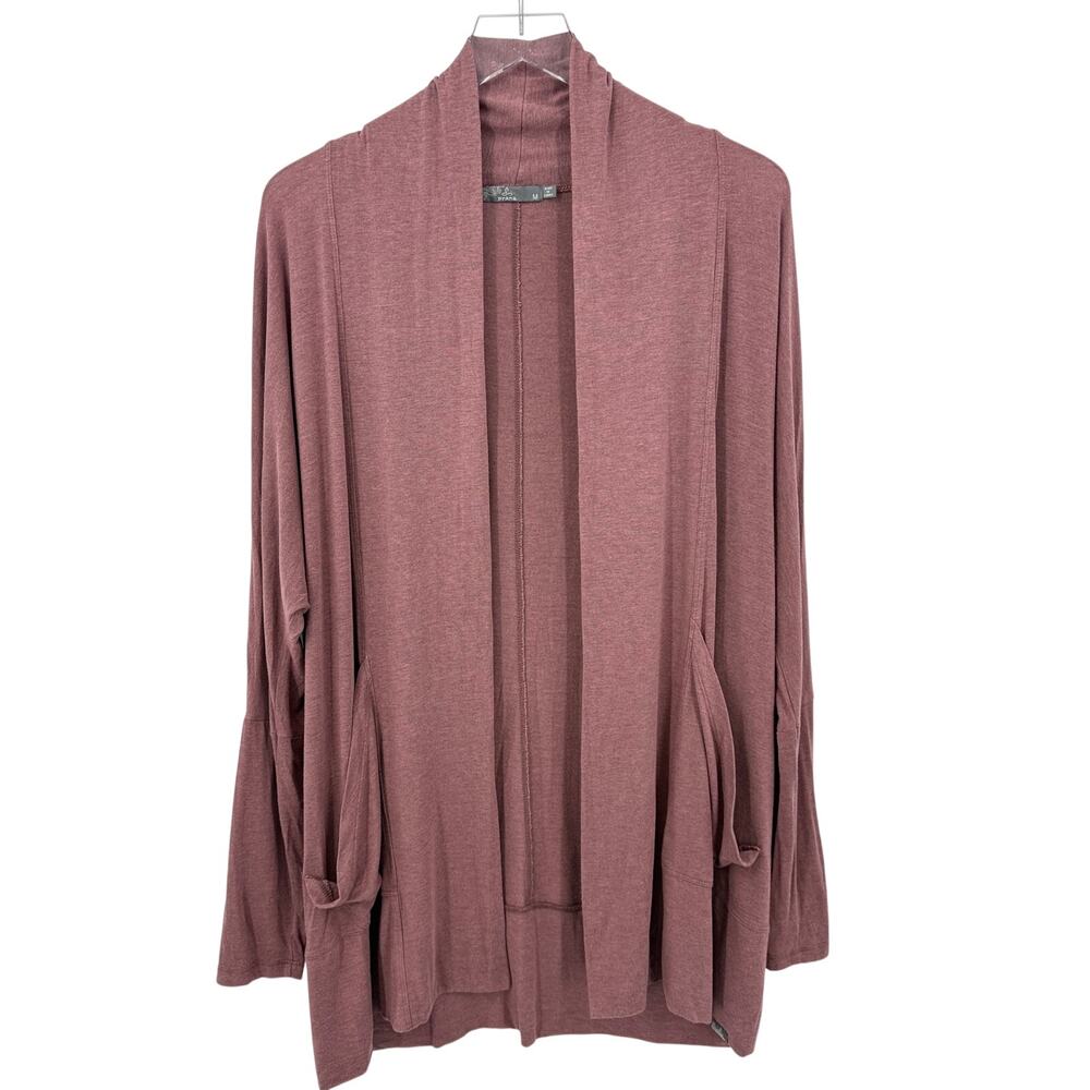 prAna Foundation Wrap Cardigan Womens Medium Mauve Dolman Open Front Pockets